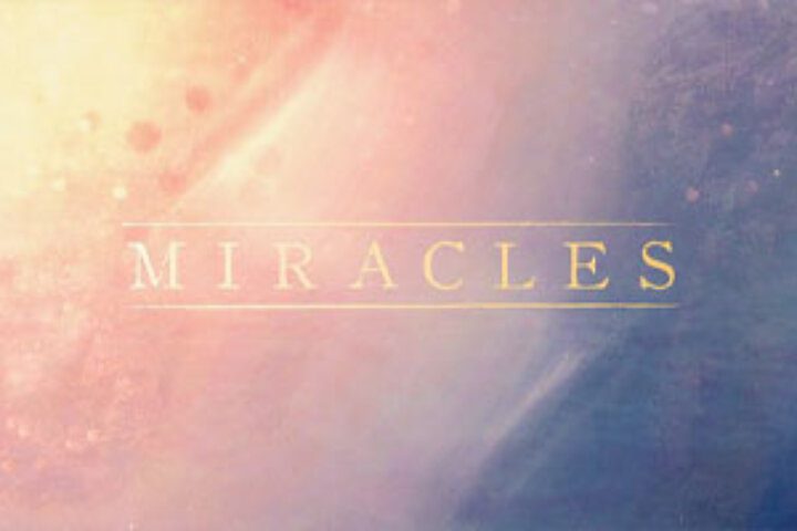 Soft gradient backdrop with "Miracles" text