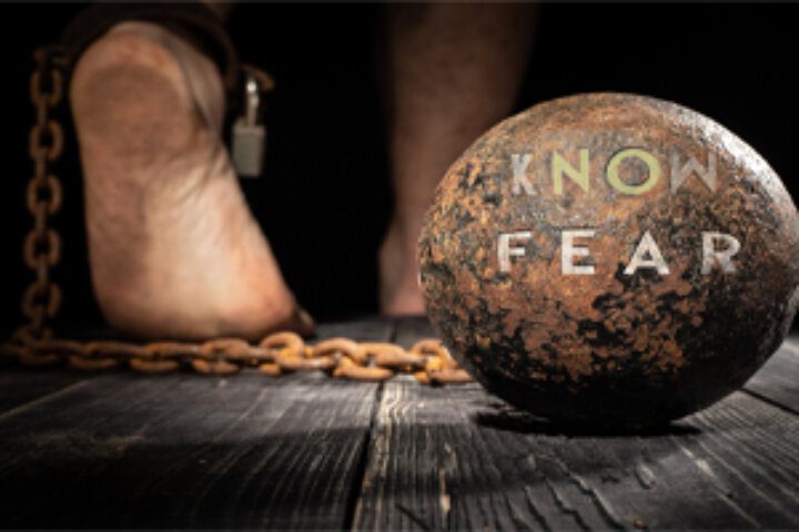 Ball and chain with "Know Fear" text