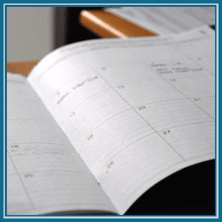 Calendar pages with notes visible