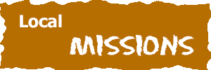 Local missions text on brown background