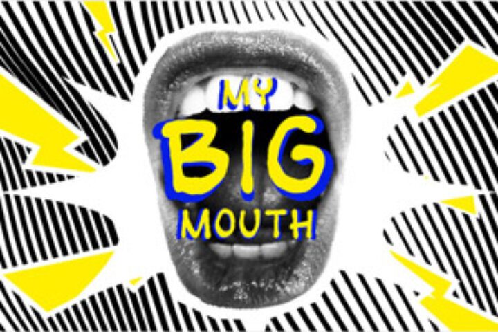 Graphic design featuring expressive open mouth