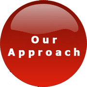 Glossy red circle with white text