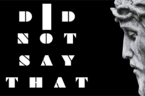 Statue with "I did not say that" text