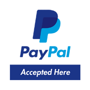 PayPal logo with "Accepted Here" text