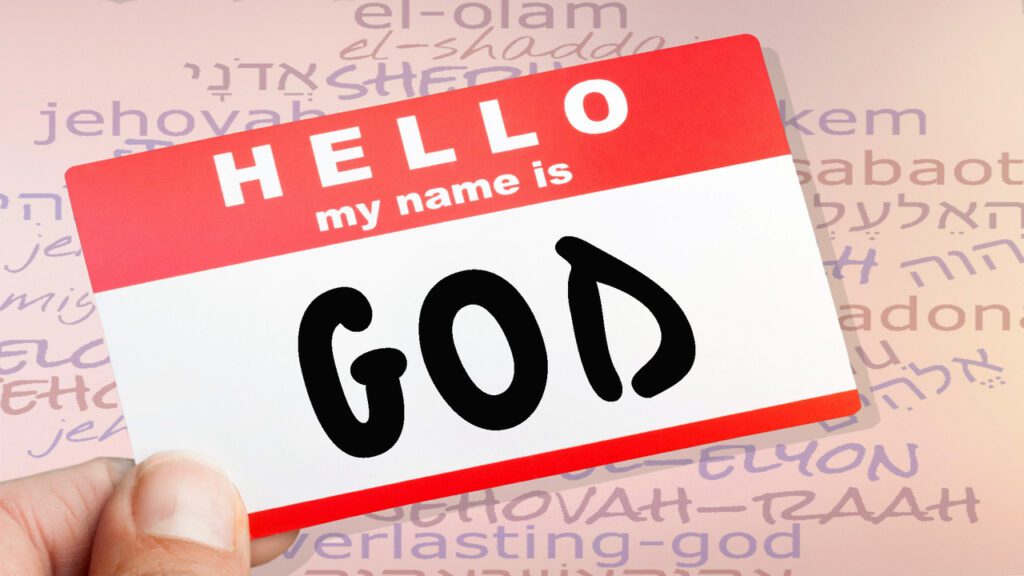 A 'Hello my name is GOD' name tag sticker.