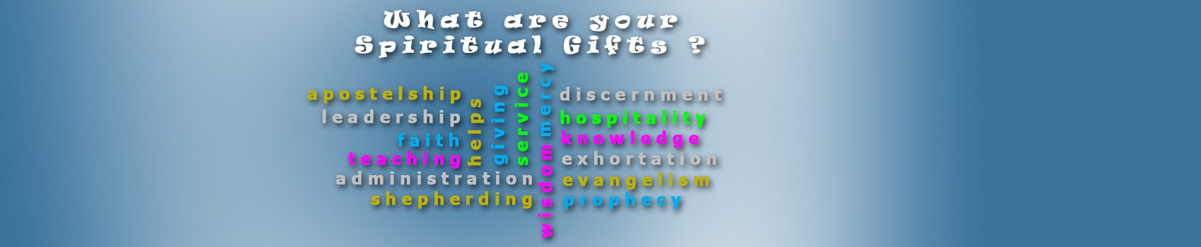 Colorful words on spiritual gifts with a question about individual gifts.